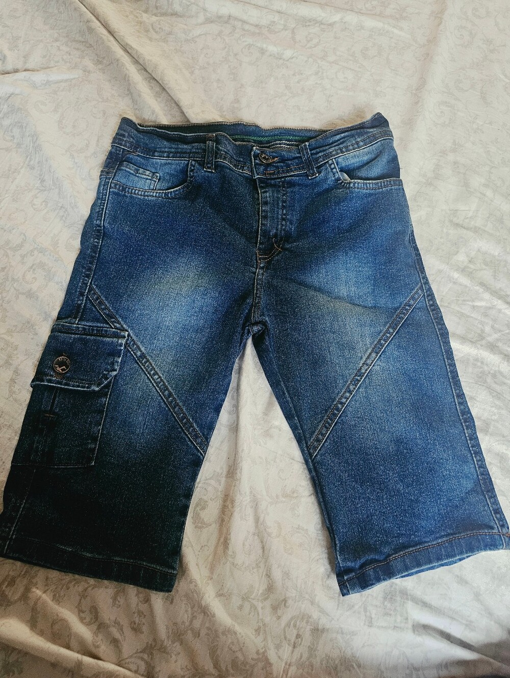 Men's Dark Blue Denim Cargo Shorts